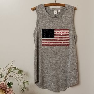 GAP American flag grey marled tank